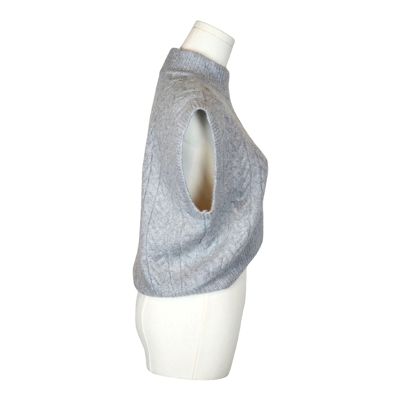 Versona Gray Cable Knit Sleeveless Turtleneck Sweater Vest Small Preppy - Picture 4 of 7